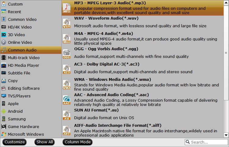 Choose Output audio format