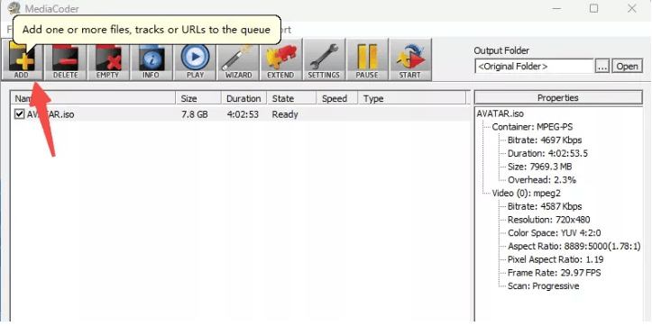 Load DVD to MediaCoder
