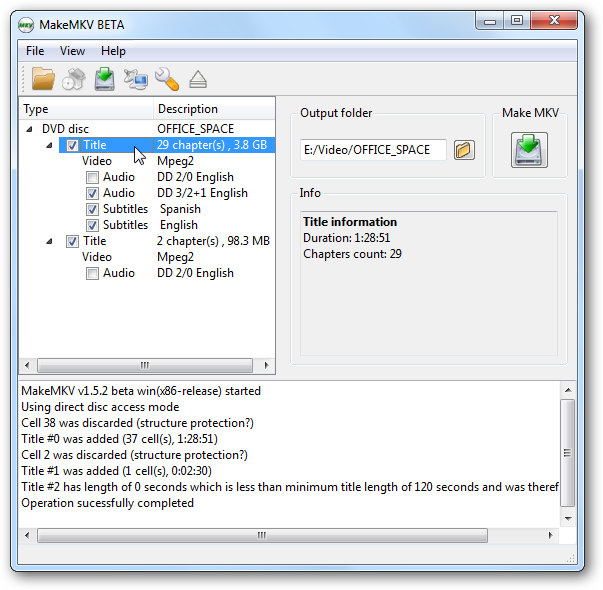 which files to select makemkv blu ray