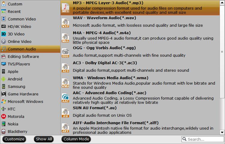 Choose Output audio format